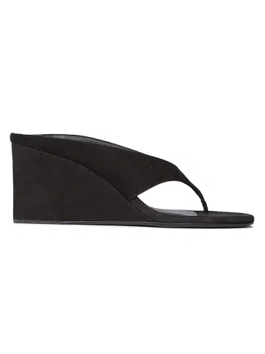 Alaïa Women's 75MM Slip-On Suede Wedge Sandals - Noir | Thumbnail 1 Alaïa Women's 75MM Slip-On Suede Wedge Sandals - Noir | Thumbnail 1