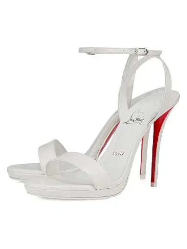 Christian Louboutin Women's Miss Z Queen 120MM Leather Sandals - Bianco - Size 12 | Thumbnail 2