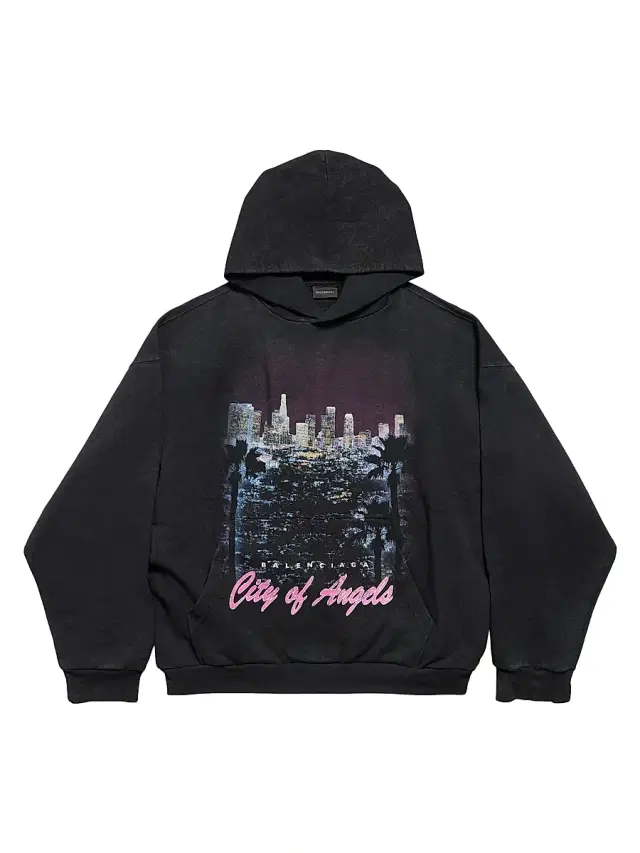 Men's City of Angels Medium Fit Hoodie - Black Faded
