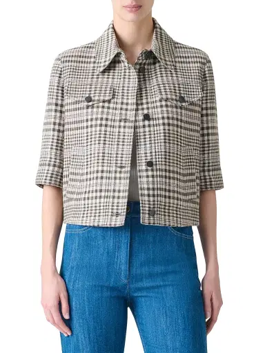 Akris punto Women's Plaid Cropped Shirt Jacket | Thumbnail 3