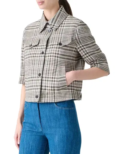 Akris punto Women's Plaid Cropped Shirt Jacket | Thumbnail 4