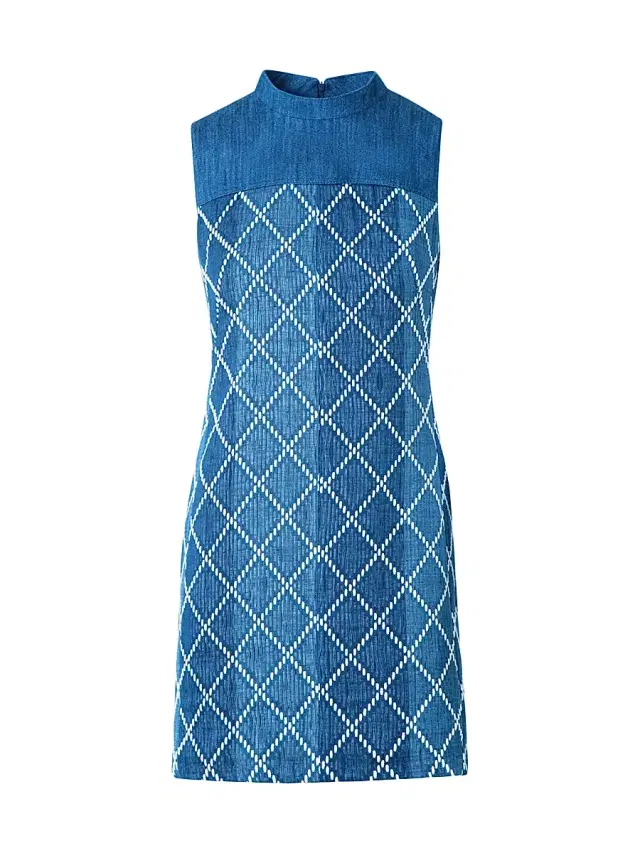 Akris punto Women's Jacquard Denim Sheath Minidress - Medium Blue Multicolor