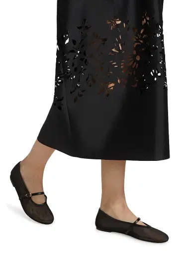 Kika Vargas Women's Raha Taffeta Flower Laser-Cut Dress - Black | Thumbnail 6 Kika Vargas Women's Raha Taffeta Flower Laser-Cut Dress - Black | Thumbnail 6