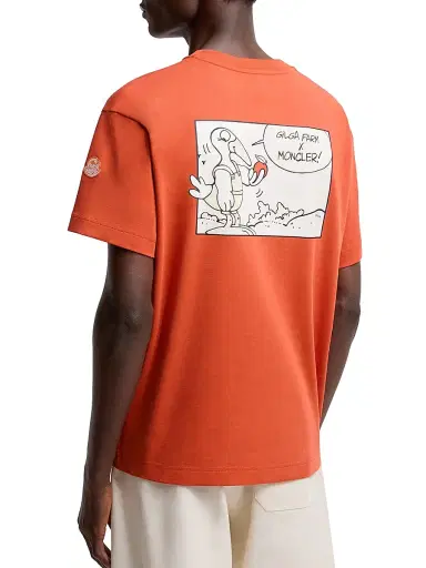 Moncler Genius Men's Moncler x Gilga Farm by Donald Glover Crew-Neck T-Shirt in Cotton - Orange | Thumbnail 3