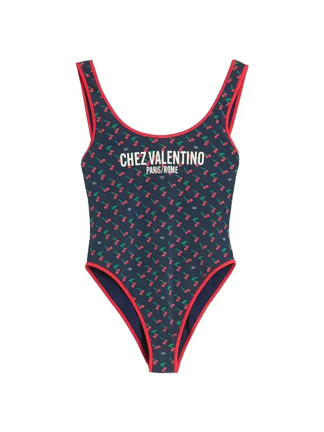 Valentino Garavani Women's Lycra Swimsuit - Navy Cherry Red