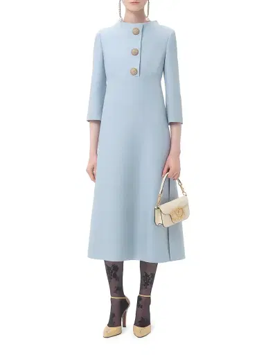 Valentino Garavani Women's Crepe Couture Midi Dress - Pastel Gray - Size 2 | Thumbnail 2 Valentino Garavani Women's Crepe Couture Midi Dress - Pastel Gray - Size 2 | Thumbnail 2