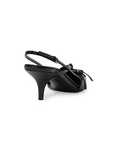 Miu Miu Women's Brushed Leather Slingback Pumps with Buckles - Black - Size 5.5 | Thumbnail 2