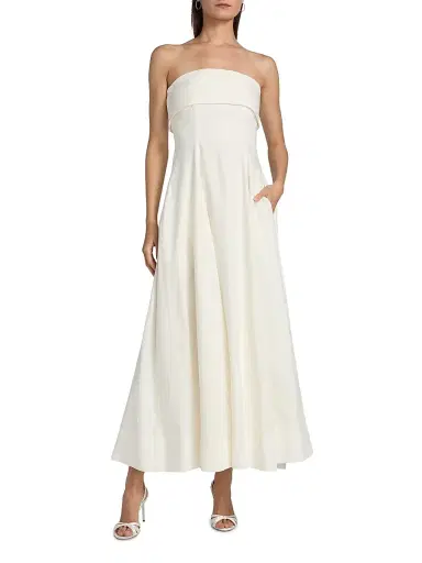 NICHOLAS Women's Melody Linen-Blend Bandeau A-Line Maxi Dress - | Thumbnail 2