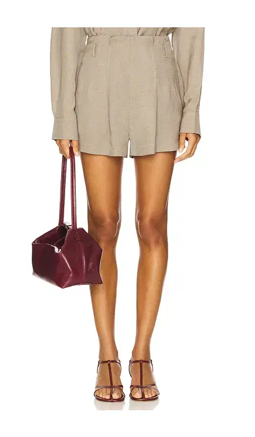 Melange Paperbag Waist Shorts