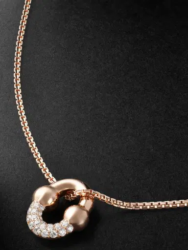Greg Yuna Umlaut 18-Karat Rose Gold Diamond Chain Necklace - Men | Thumbnail 4