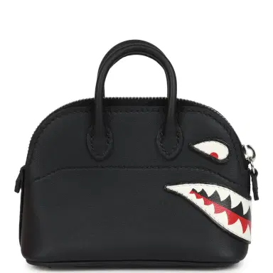 HERMÈS Hermes Mini Bolide Shark Bag Charm Black and White Swift Palladium Hardware | Thumbnail 4 HERMÈS Hermes Mini Bolide Shark Bag Charm Black and White Swift Palladium Hardware | Thumbnail 4