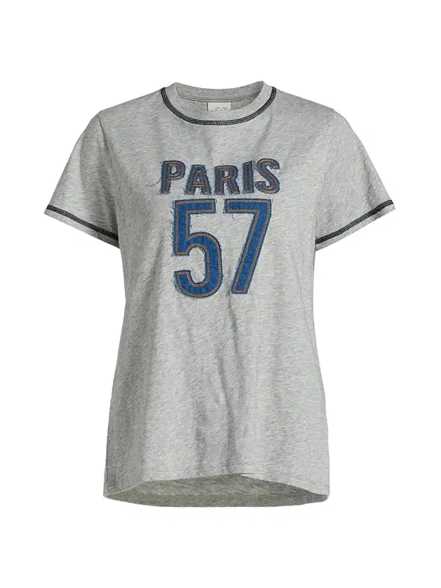 Cinq à Sept Women's Trapunto Heathered Cotton T-Shirt - Heather Grey
