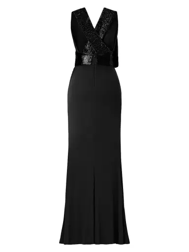 Hervé Léger Women's The Lucille Sequin-Embellished Jersey Plunge Gown - Black | Thumbnail 2 Hervé Léger Women's The Lucille Sequin-Embellished Jersey Plunge Gown - Black | Thumbnail 2