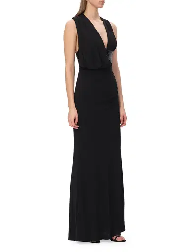 Hervé Léger Women's The Lucille Sequin-Embellished Jersey Plunge Gown - Black | Thumbnail 4 Hervé Léger Women's The Lucille Sequin-Embellished Jersey Plunge Gown - Black | Thumbnail 4