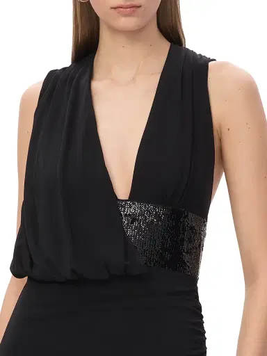 Hervé Léger Women's The Lucille Sequin-Embellished Jersey Plunge Gown - Black | Thumbnail 7 Hervé Léger Women's The Lucille Sequin-Embellished Jersey Plunge Gown - Black | Thumbnail 7