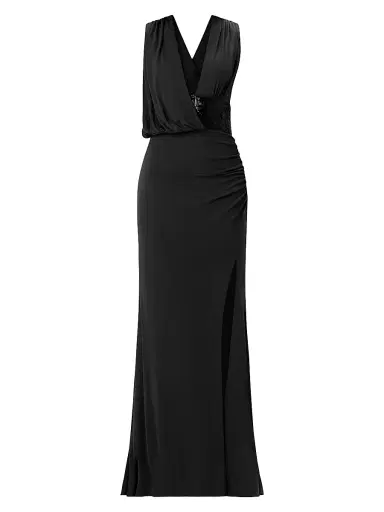 Hervé Léger Women's The Lucille Sequin-Embellished Jersey Plunge Gown - Black | Thumbnail 1 Hervé Léger Women's The Lucille Sequin-Embellished Jersey Plunge Gown - Black | Thumbnail 1