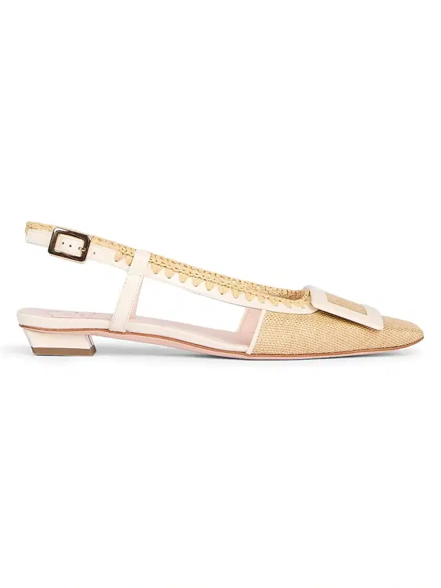 Roger Vivier Women's Belle Vivier 25MM Braided Raffia Flats - Natural