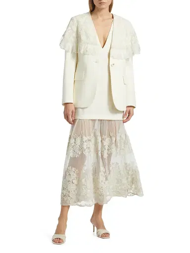 Sea Women's Arielle Lace Linen Midi-Dress - Cream - Size 12 | Thumbnail 2