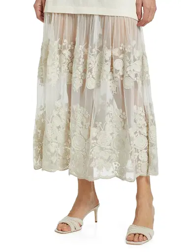 Sea Women's Arielle Lace Linen Midi-Dress - Cream - Size 12 | Thumbnail 6