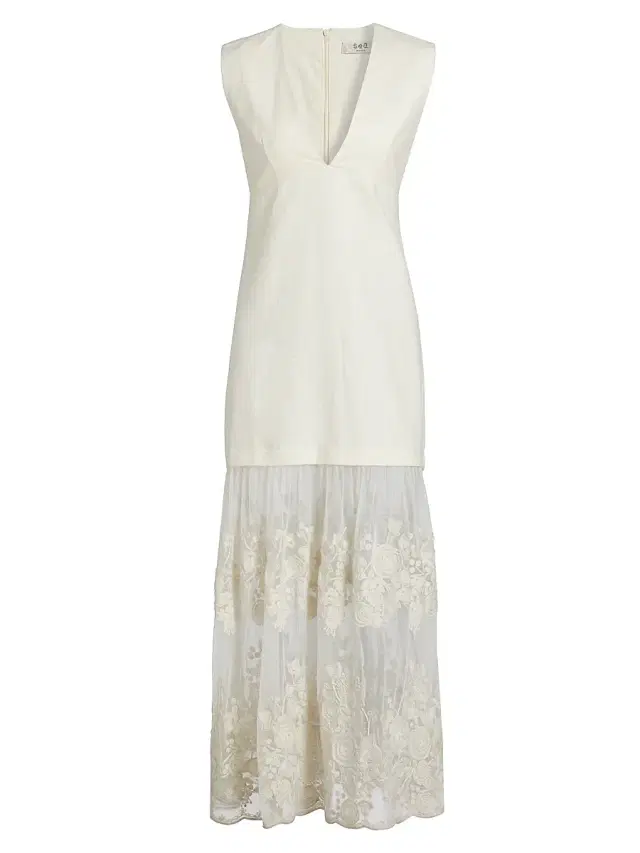 Sea Women's Arielle Lace Linen Midi-Dress - Cream