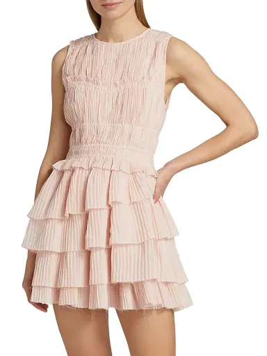 Sea Women's Thalia Pleated Sleeveless Minidress - Blush - Size XL | Thumbnail 3 Sea Women's Thalia Pleated Sleeveless Minidress - Blush - Size XL | Thumbnail 3