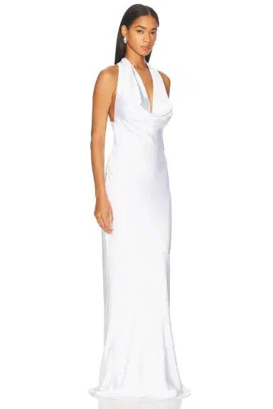 Norma Kamali Halter Drape Bias Gown | Thumbnail 2 Norma Kamali Halter Drape Bias Gown | Thumbnail 2