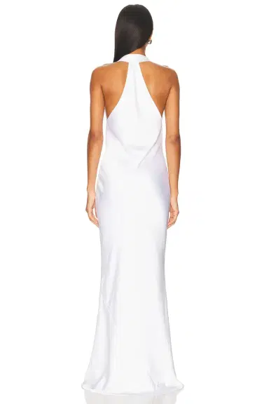 Norma Kamali Halter Drape Bias Gown | Thumbnail 3 Norma Kamali Halter Drape Bias Gown | Thumbnail 3