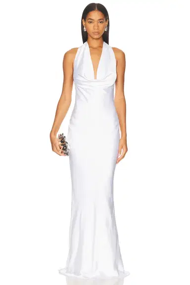 Norma Kamali Halter Drape Bias Gown | Thumbnail 1 Norma Kamali Halter Drape Bias Gown | Thumbnail 1