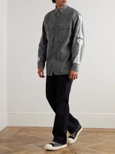 KAPITAL Appliquéd Panelled Cotton Shirt - Men | Thumbnail 2 KAPITAL Appliquéd Panelled Cotton Shirt - Men | Thumbnail 2