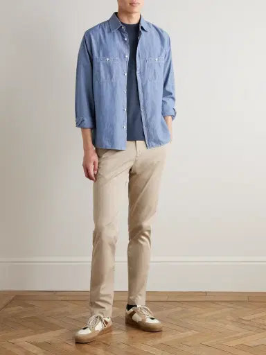 Sunspel Straight-Leg Garment-Dyed Cotton-Blend Twill Chinos - Men | Thumbnail 2