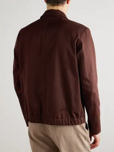 Paul Smith Leather-Trimmed Cotton-Blend Twill Harrington Jacket - Men | Thumbnail 4 Paul Smith Leather-Trimmed Cotton-Blend Twill Harrington Jacket - Men | Thumbnail 4
