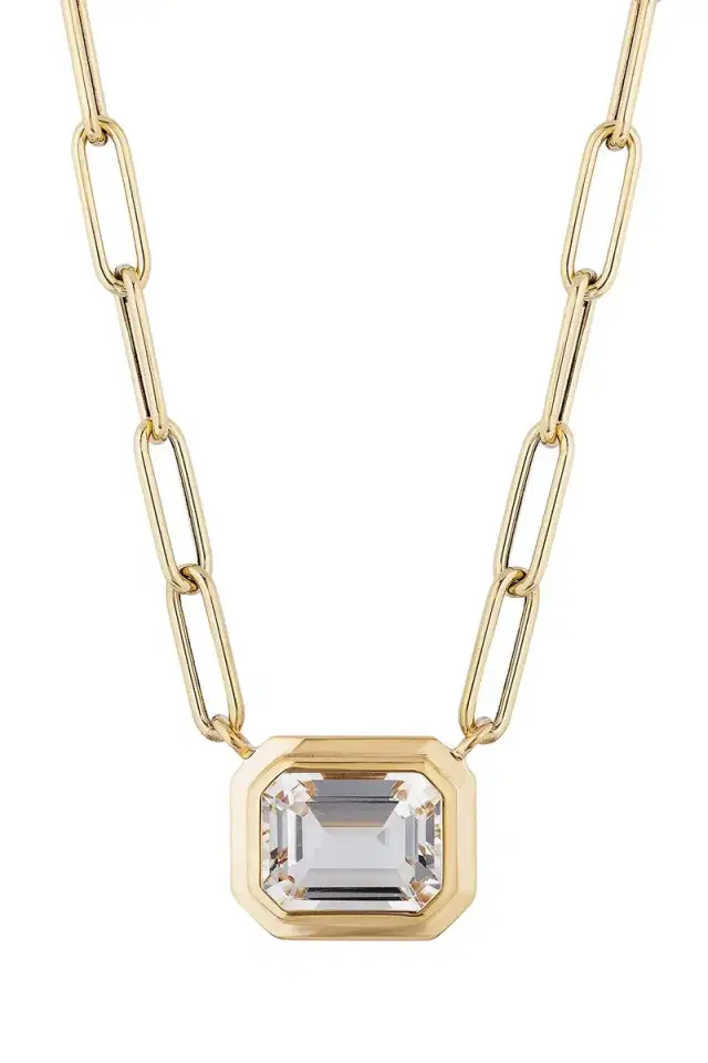 GOSHWARA Rock Crystal East West Pendant Necklace