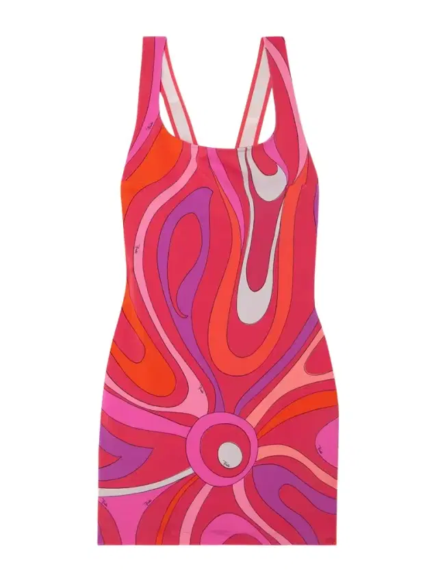 Printed Stretch-jersey Mini Dress