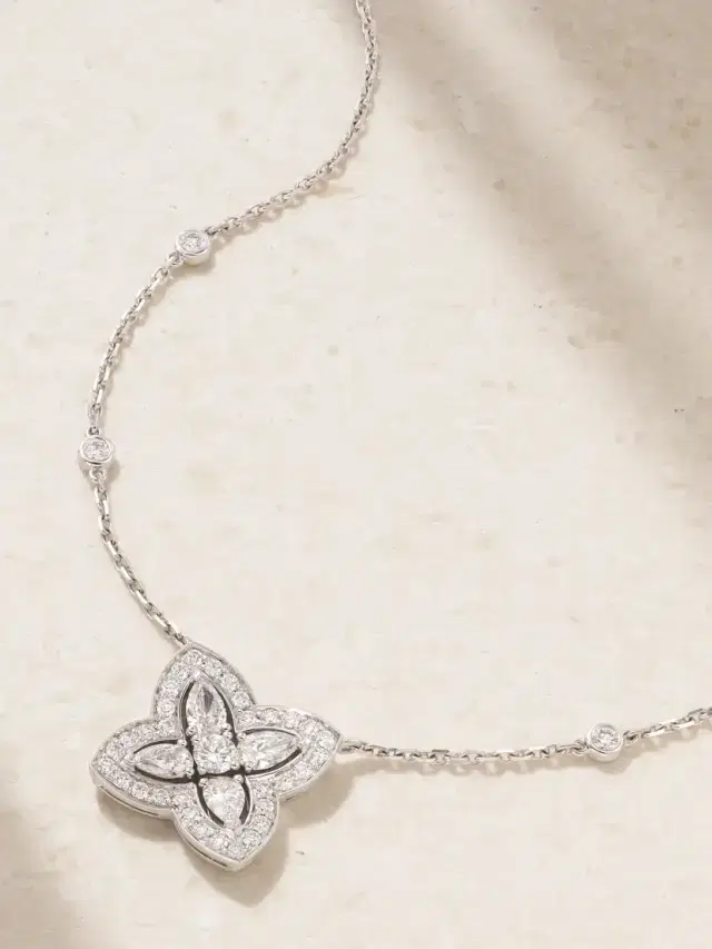 De Beers London Lotus By De Beers 18-karat White Gold Diamond Necklace