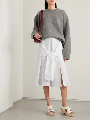 Loewe Layered Cotton-poplin Midi Skirt | Thumbnail 2 Loewe Layered Cotton-poplin Midi Skirt | Thumbnail 2
