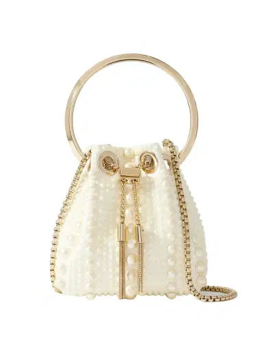 Jimmy Choo Bon Bon Micro Embellished Satin Bucket Bag | Thumbnail 1 Jimmy Choo Bon Bon Micro Embellished Satin Bucket Bag | Thumbnail 1