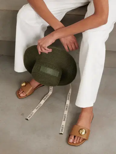 Loewe Pebble Embellished Leather Slides | Thumbnail 2 Loewe Pebble Embellished Leather Slides | Thumbnail 2