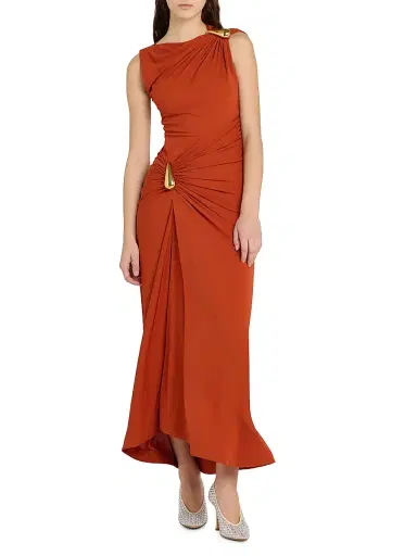 Bottega Veneta Women's Hardware-Accented Crepe Jersey Maxi Dress | Thumbnail 3 Bottega Veneta Women's Hardware-Accented Crepe Jersey Maxi Dress | Thumbnail 3
