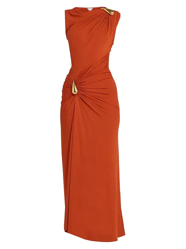 Bottega Veneta Women's Hardware-Accented Crepe Jersey Maxi Dress - Autumn