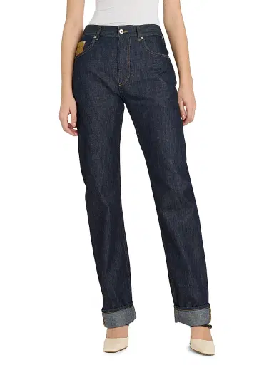 Bottega Veneta Women's Mid-Rise Straight-Leg Jeans - Indigo - Size 8 | Thumbnail 3 Bottega Veneta Women's Mid-Rise Straight-Leg Jeans - Indigo - Size 8 | Thumbnail 3