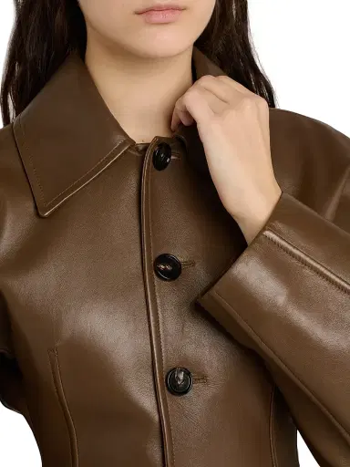 Bottega Veneta Women's Sculpted Leather Jacket - Dark Moss - Size 6 | Thumbnail 6 Bottega Veneta Women's Sculpted Leather Jacket - Dark Moss - Size 6 | Thumbnail 6