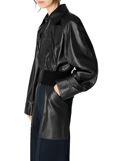 Bottega Veneta Women's Leather Blouson Jacket - Black - Size 8 | Thumbnail 2 Bottega Veneta Women's Leather Blouson Jacket - Black - Size 8 | Thumbnail 2