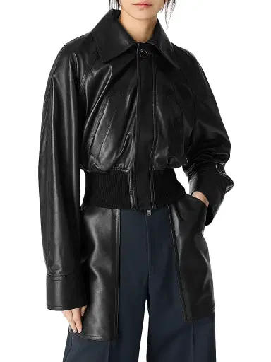 Bottega Veneta Women's Leather Blouson Jacket - Black - Size 8 | Thumbnail 1 Bottega Veneta Women's Leather Blouson Jacket - Black - Size 8 | Thumbnail 1
