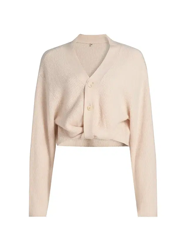 Women's Cashmere Twisted V-Neck Cardigan - Oatmeal
