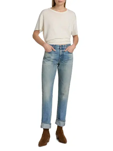 R13 Women's Cotton-Cashmere Crop T-Shirt - White - Size Large | Thumbnail 2 R13 Women's Cotton-Cashmere Crop T-Shirt - White - Size Large | Thumbnail 2