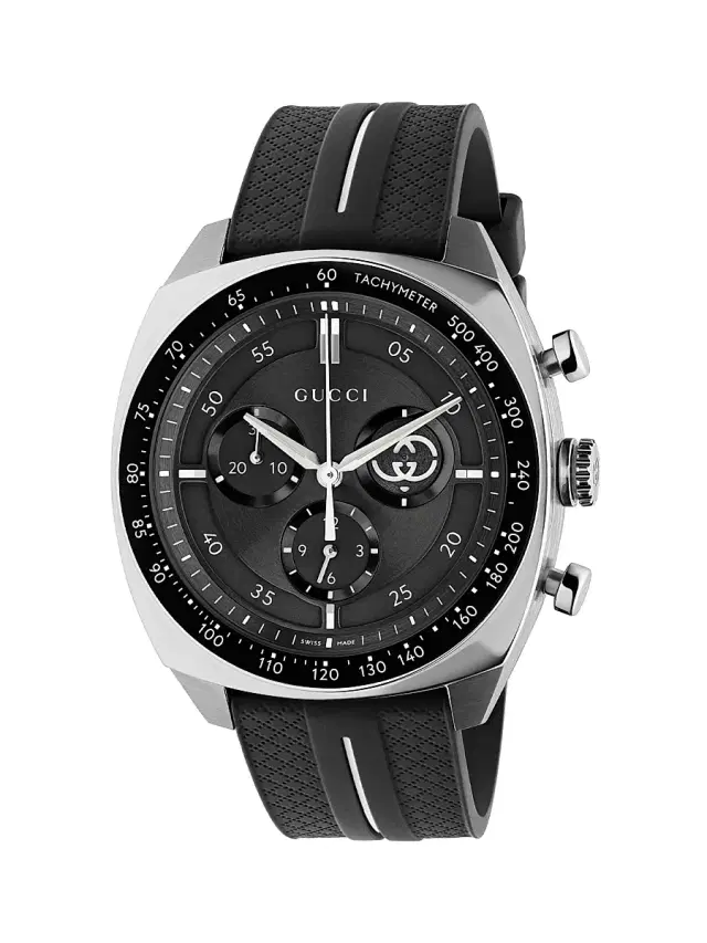 Men's  Interlocking Stainless Steel & Rubber Chronograph Watch/41MM - Black