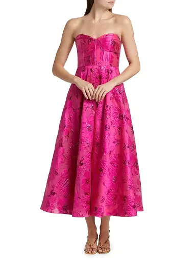 As It May Women's Keyla Jacquard Strapless Midi-Dress | Thumbnail 3