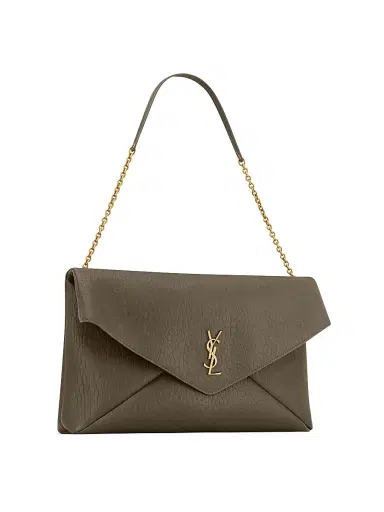 Saint Laurent Women's Cassandre XXL Envelope Pouch on Chain in Lambskin - Light Musk | Thumbnail 6 Saint Laurent Women's Cassandre XXL Envelope Pouch on Chain in Lambskin - Light Musk | Thumbnail 6
