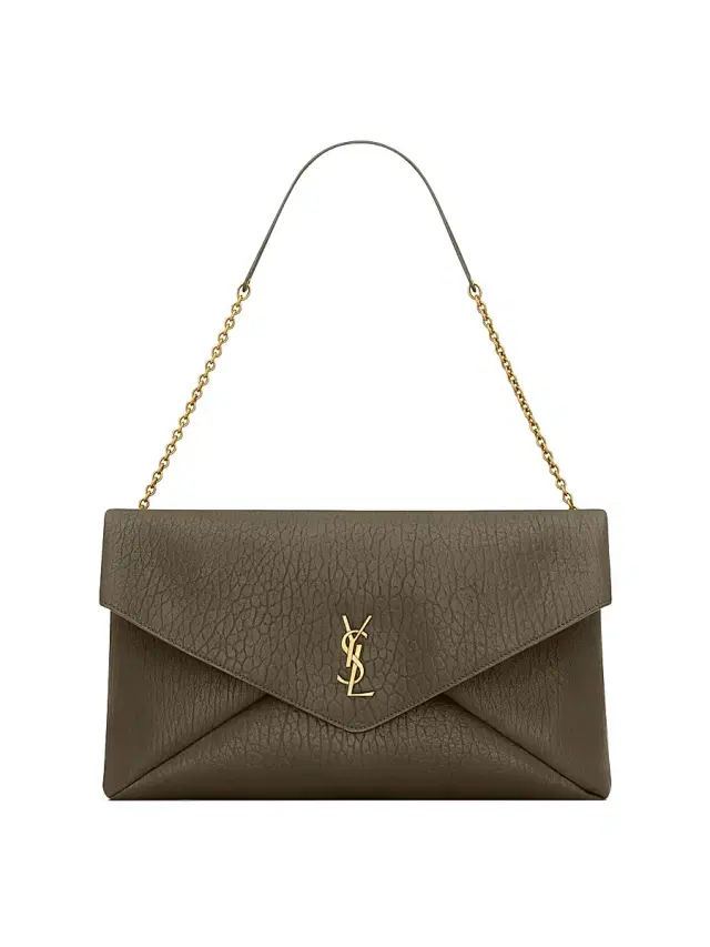 Saint Laurent Women's Cassandre  Envelope Pouch on Chain in Lambskin - Light Musk