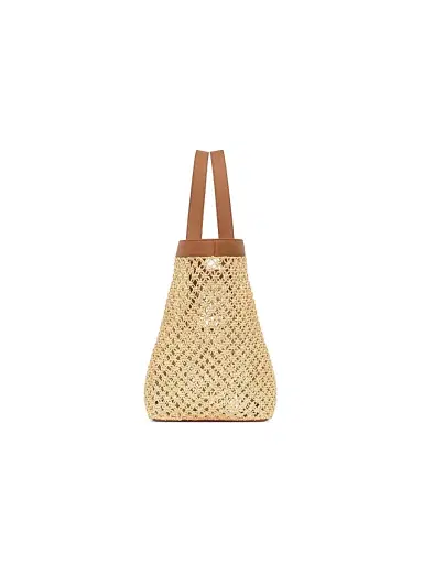 Saint Laurent Women's Y Tote Bag in Raffia - Natural And Brick | Thumbnail 4 Saint Laurent Women's Y Tote Bag in Raffia - Natural And Brick | Thumbnail 4